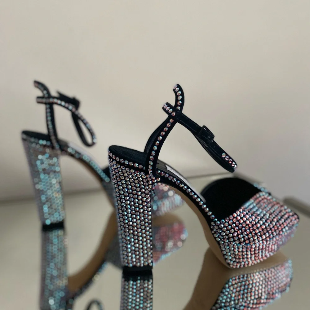 New Jimmy Choo Sacaria 120 Embellished Platform High Sandals $2,150 37.5